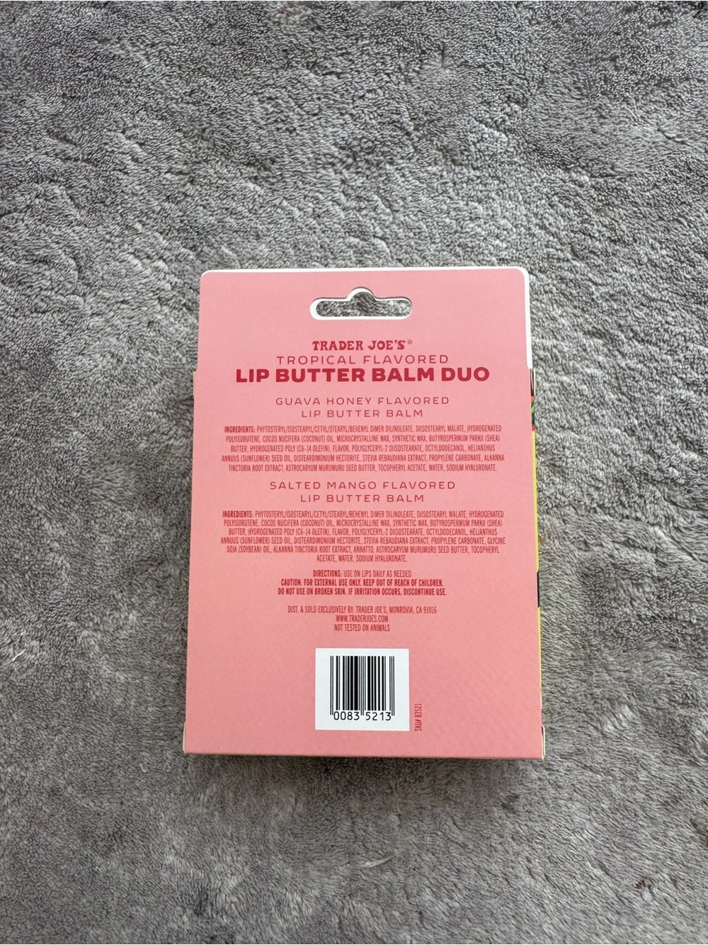 Trader Joe's Lip Butter Balm Duo — Guava Honey (Pink) & Salted Mango (Orange)